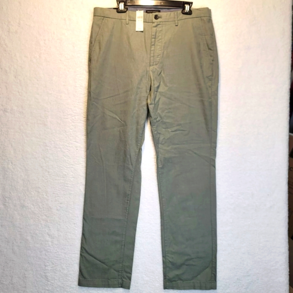 Banana Republic Kentfield Pants 36x 34 Brown Slim Fit Flat Front 100% cotton